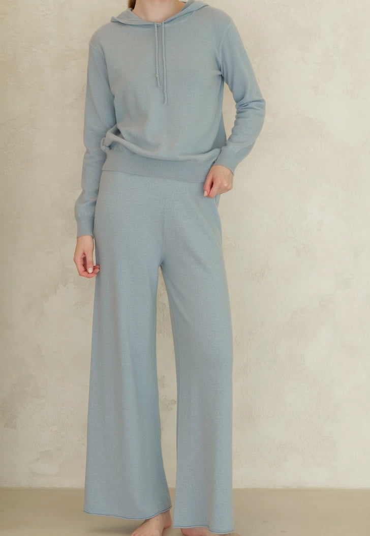 Cashmere-Mix Hoodie Made in Italy Lagoon
