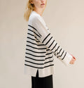 Celeste Oversized Cashmere-Mix Sweater Ivory/Nero