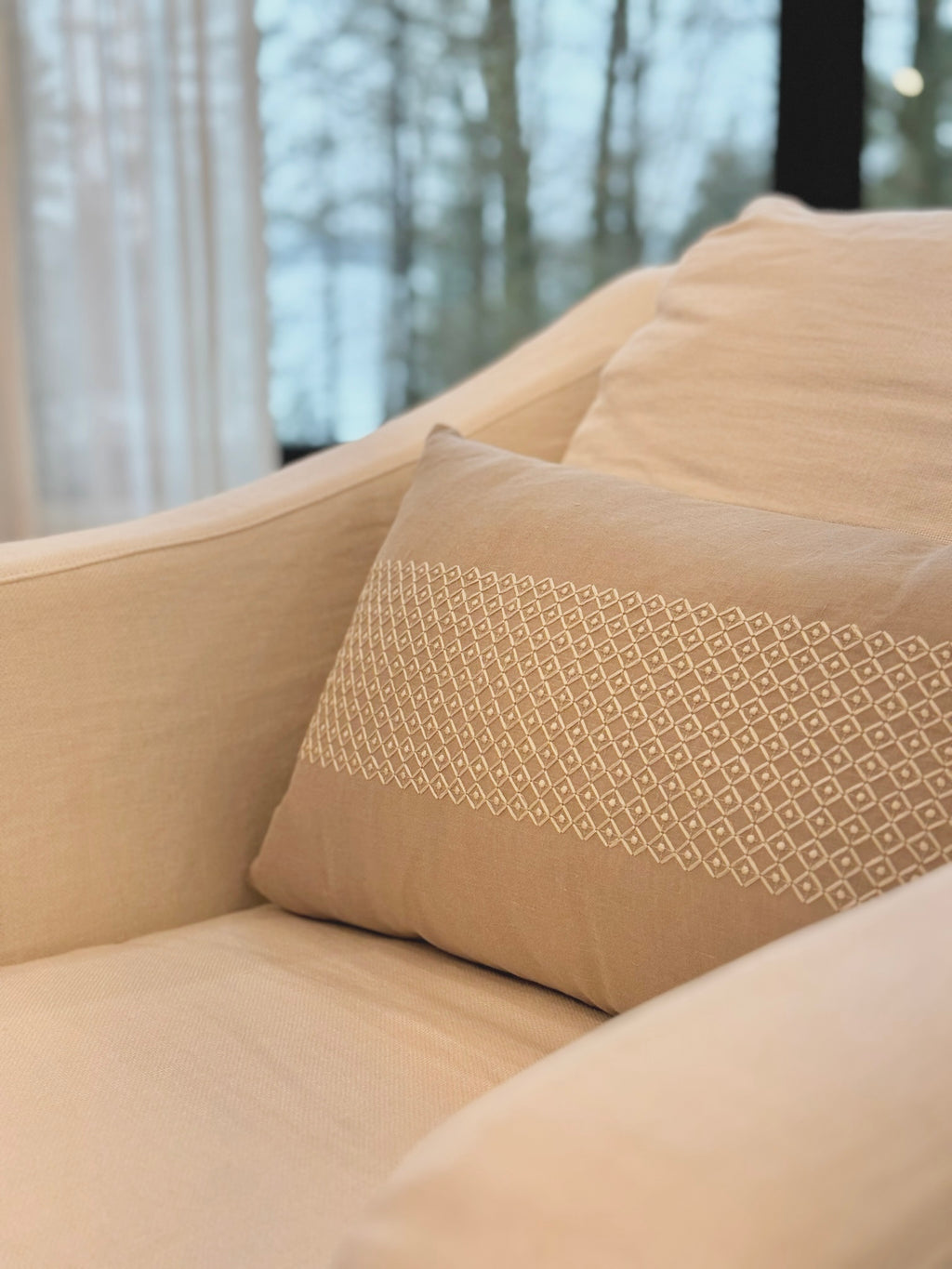 Stunning Embroidered Linen Pillow