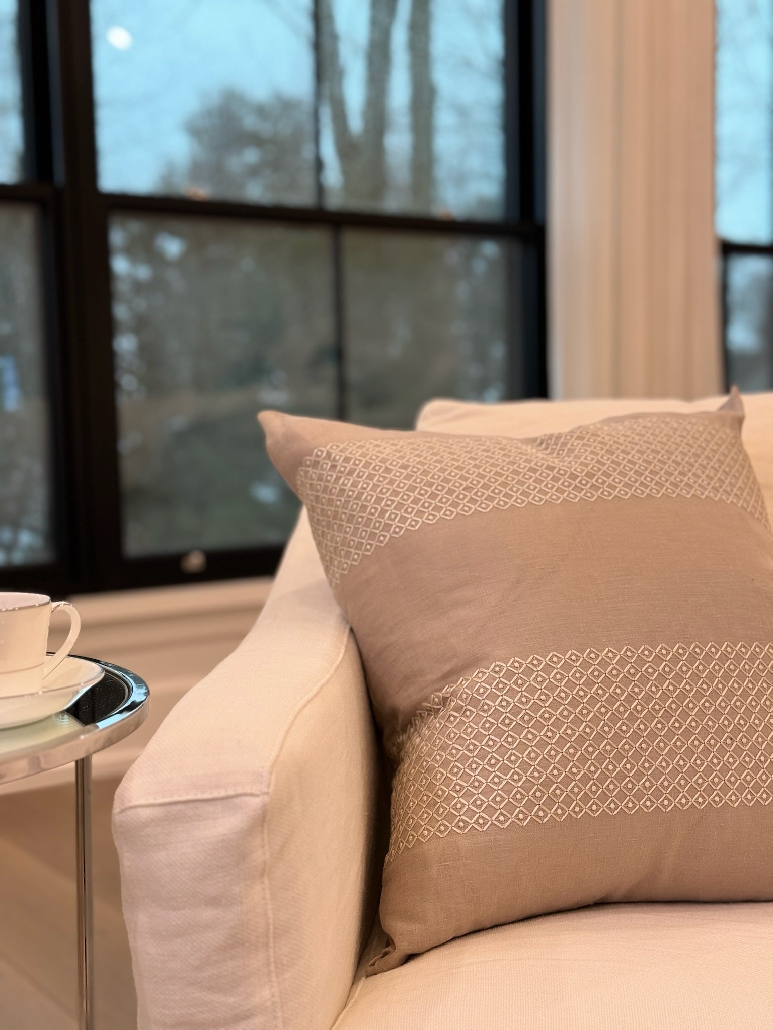 Stunning Embroidered Linen Pillow