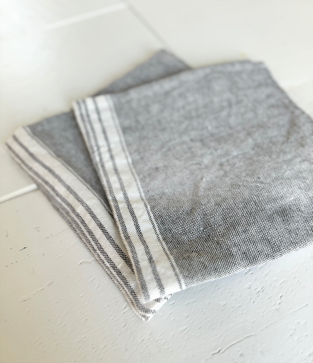 Heim [Linen Napkins] Charcoal + White - Set of 4